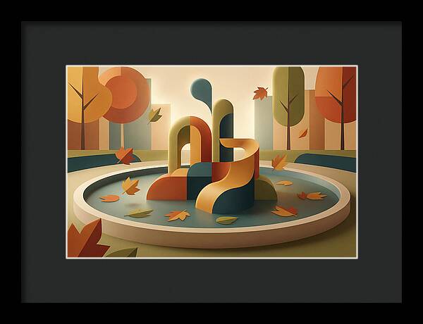 City Park Fountain In Autumn