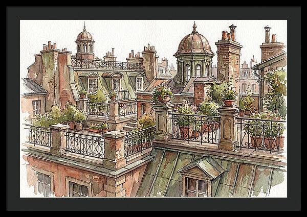 City Rooftops In Watercolor