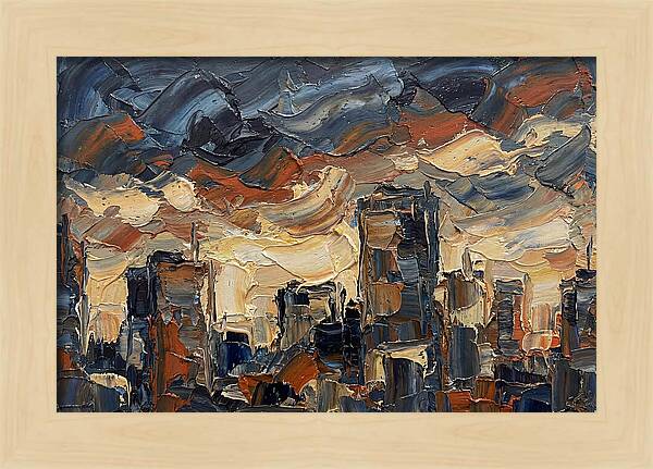 City Skyline In Palette Knife
