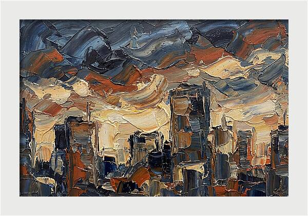 City Skyline In Palette Knife