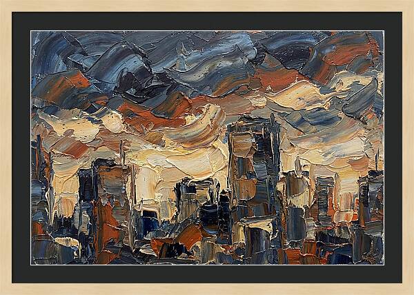 City Skyline In Palette Knife