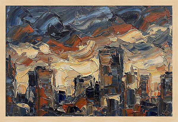 City Skyline In Palette Knife