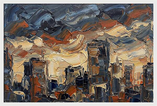 City Skyline In Palette Knife