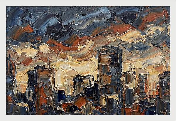 City Skyline In Palette Knife
