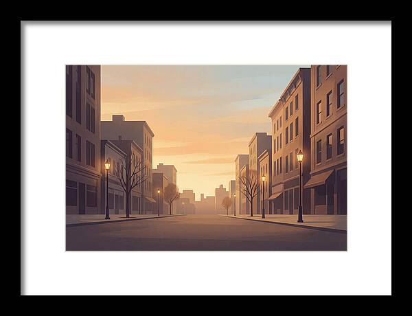 City Street At Golden Hour