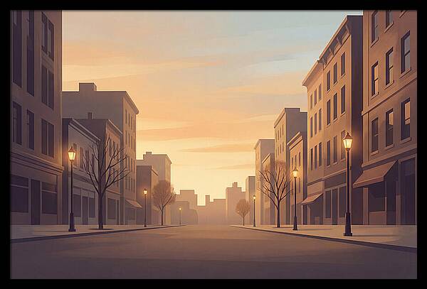 City Street At Golden Hour
