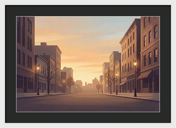 City Street At Golden Hour