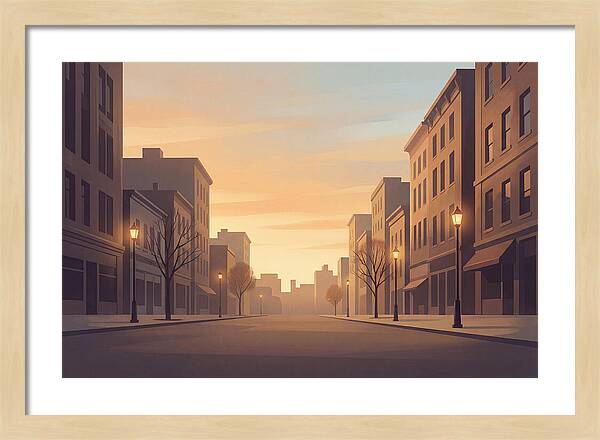 City Street At Golden Hour