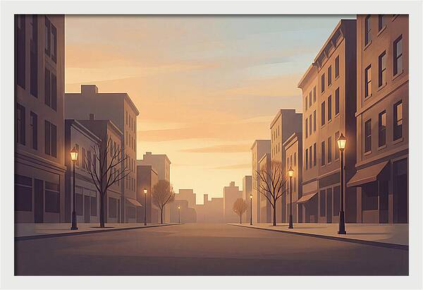 City Street At Golden Hour