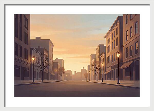 City Street At Golden Hour
