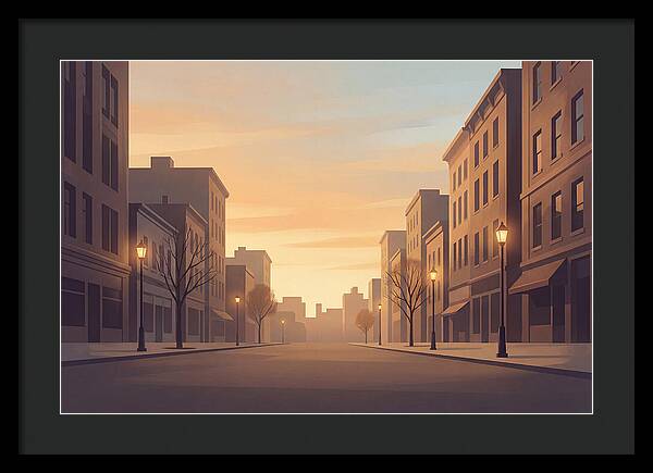 City Street At Golden Hour
