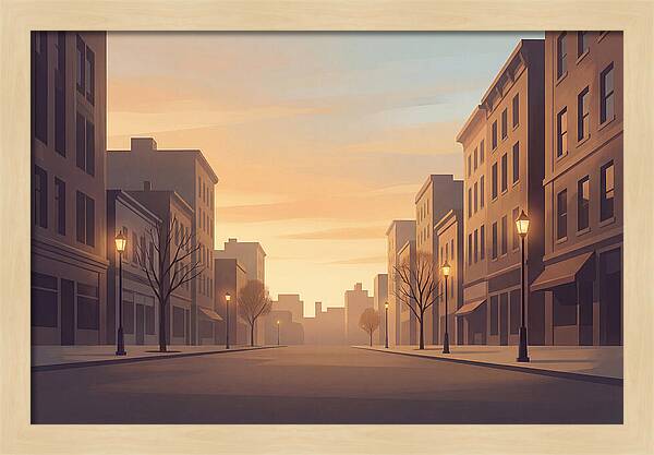 City Street At Golden Hour