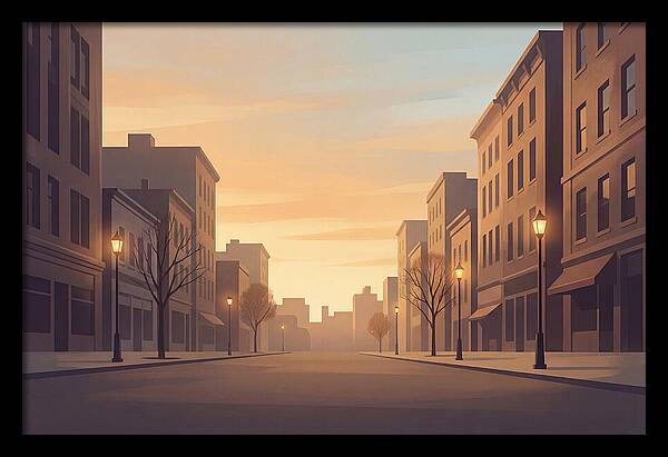 City Street At Golden Hour