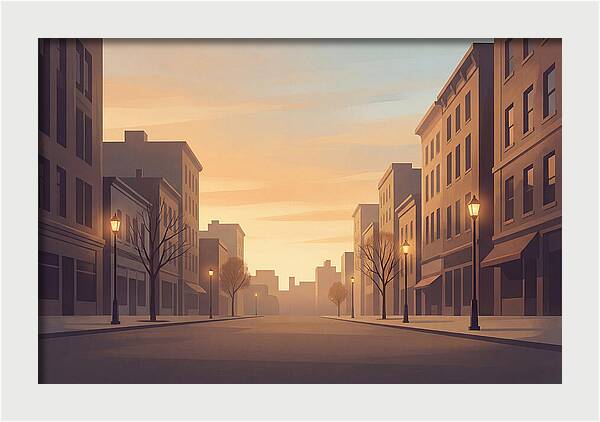 City Street At Golden Hour