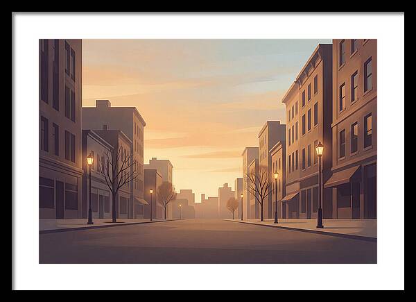 City Street At Golden Hour
