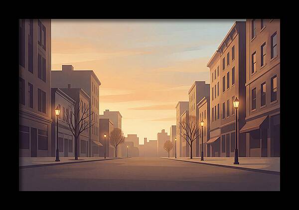 City Street At Golden Hour
