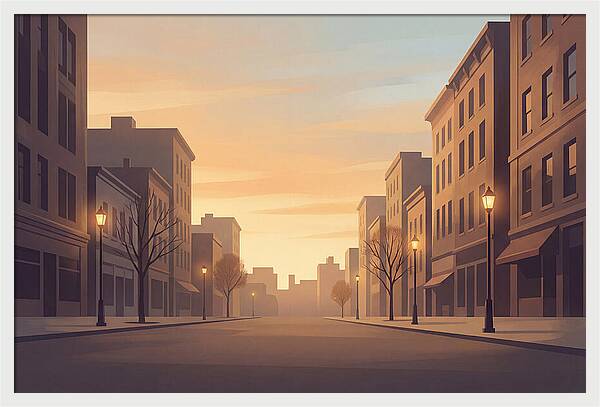 City Street At Golden Hour