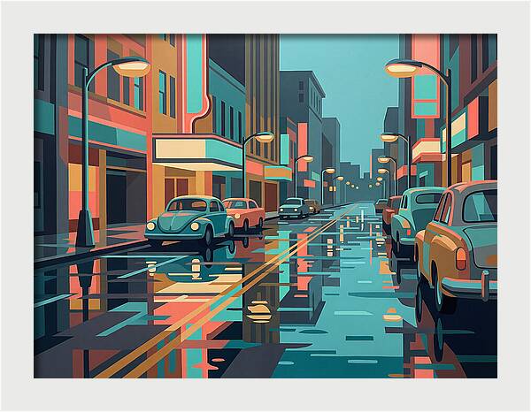 Cityscape Reflections In Rain