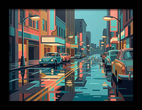 Cityscape Reflections In Rain