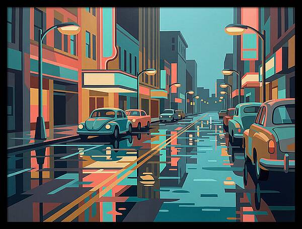 Cityscape Reflections In Rain
