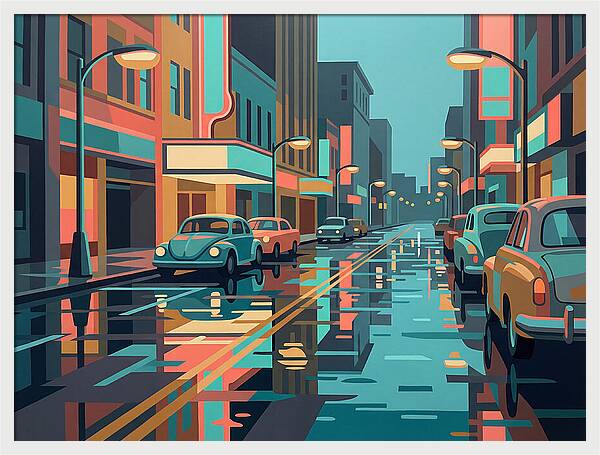 Cityscape Reflections In Rain