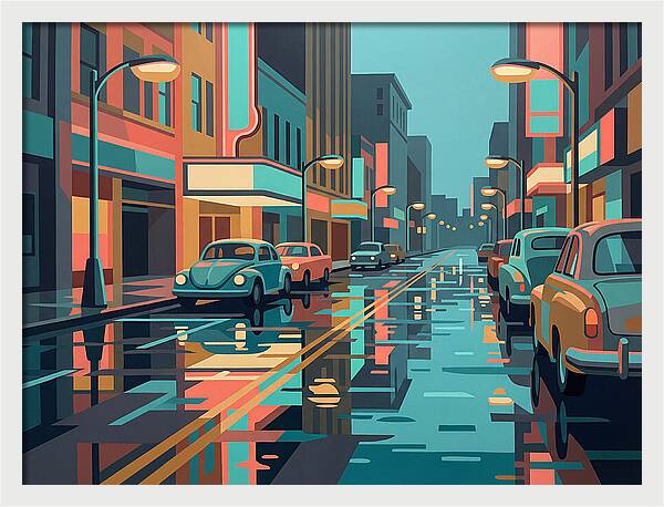 Cityscape Reflections In Rain