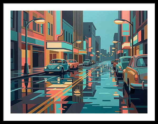 Cityscape Reflections In Rain