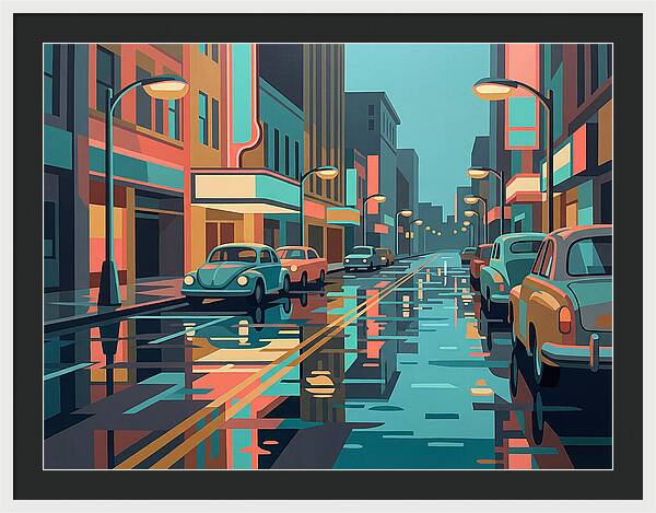 Cityscape Reflections In Rain
