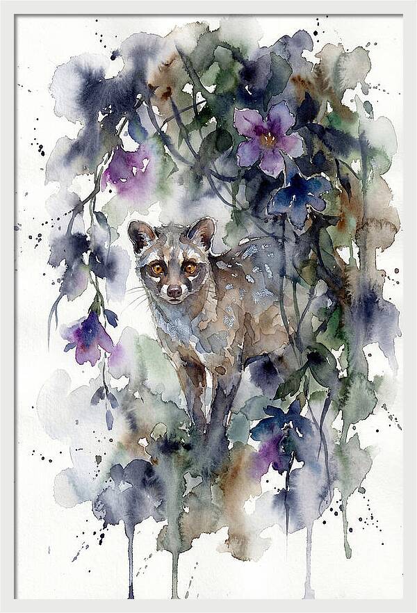 Civet Among Tropical Blooms