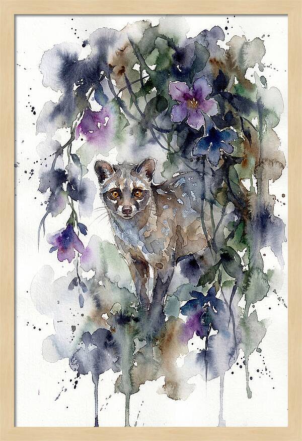 Civet Among Tropical Blooms