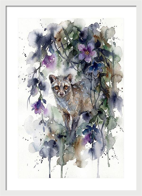 Civet Among Tropical Blooms