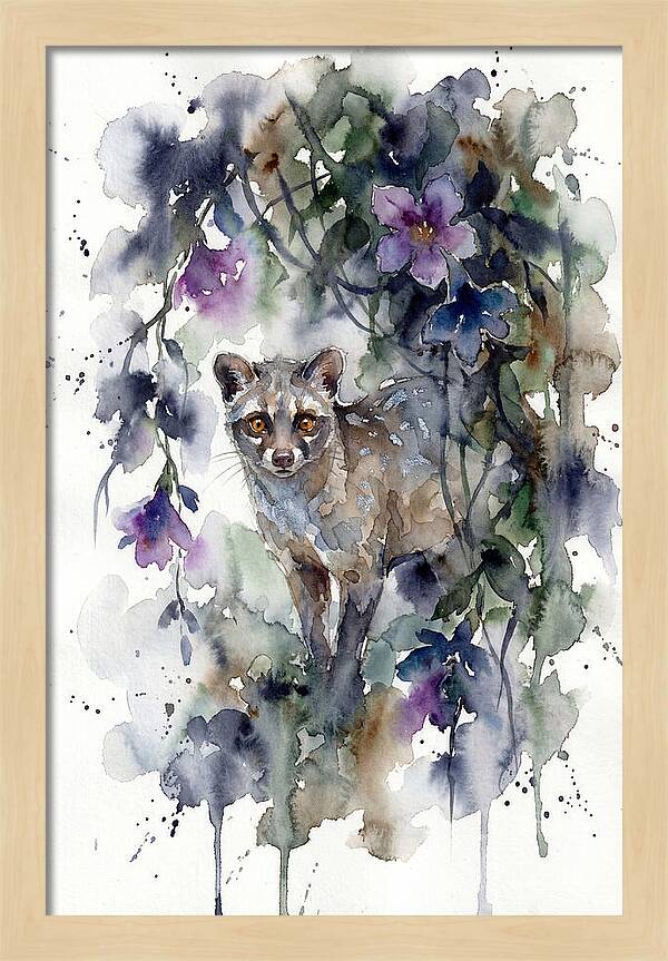 Civet Among Tropical Blooms