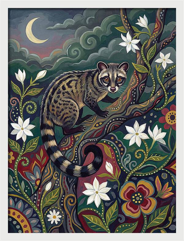 Civet Surrounded By Lush Flora