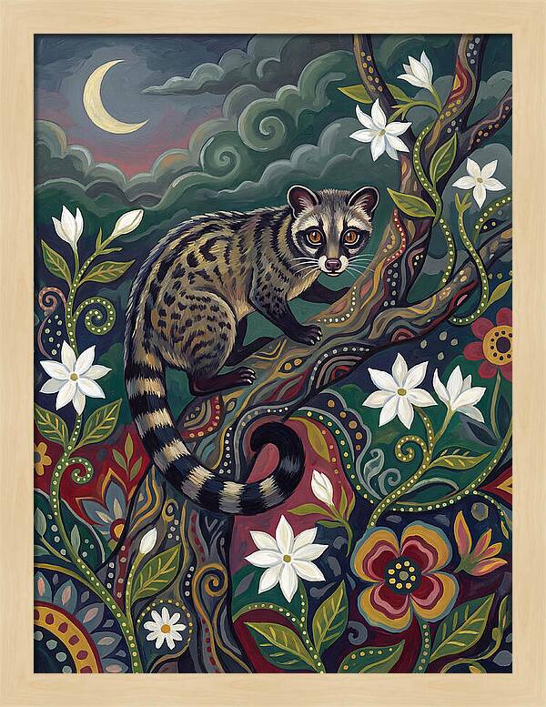 Civet Surrounded By Lush Flora