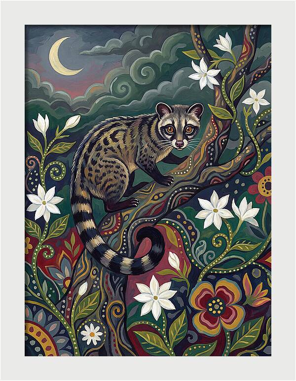 Civet Surrounded By Lush Flora