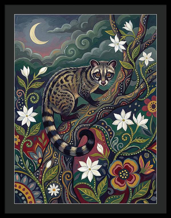 Civet Surrounded By Lush Flora