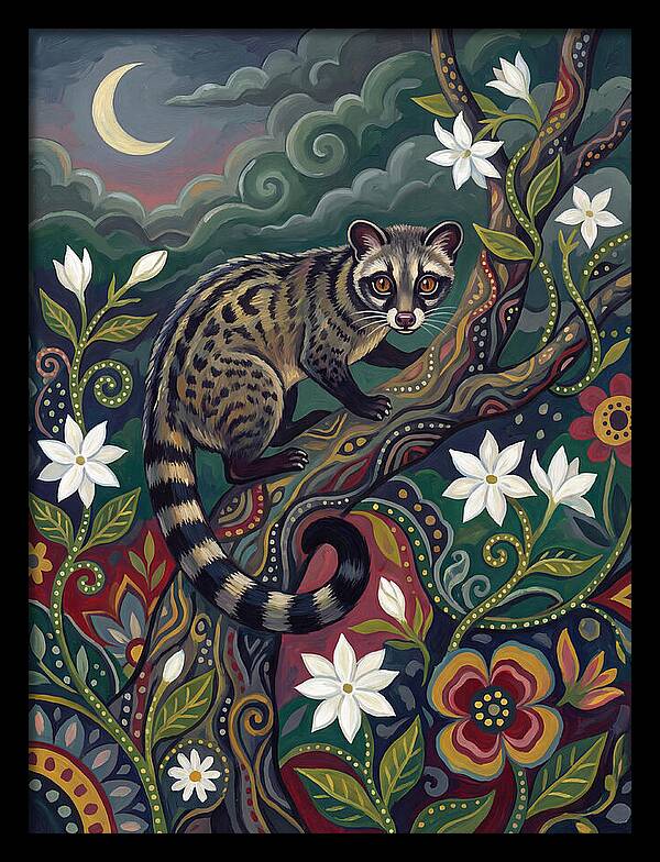 Civet Surrounded By Lush Flora