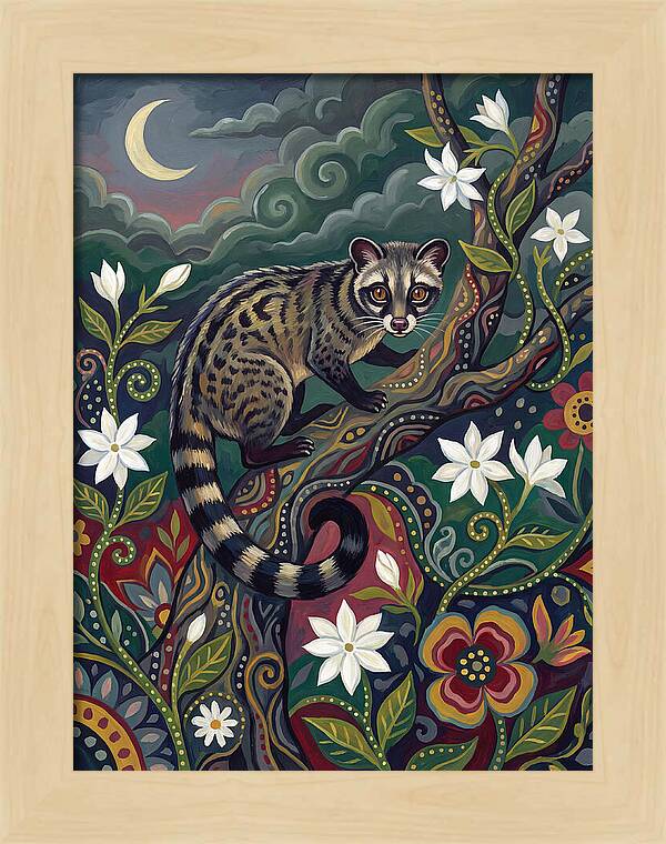 Civet Surrounded By Lush Flora