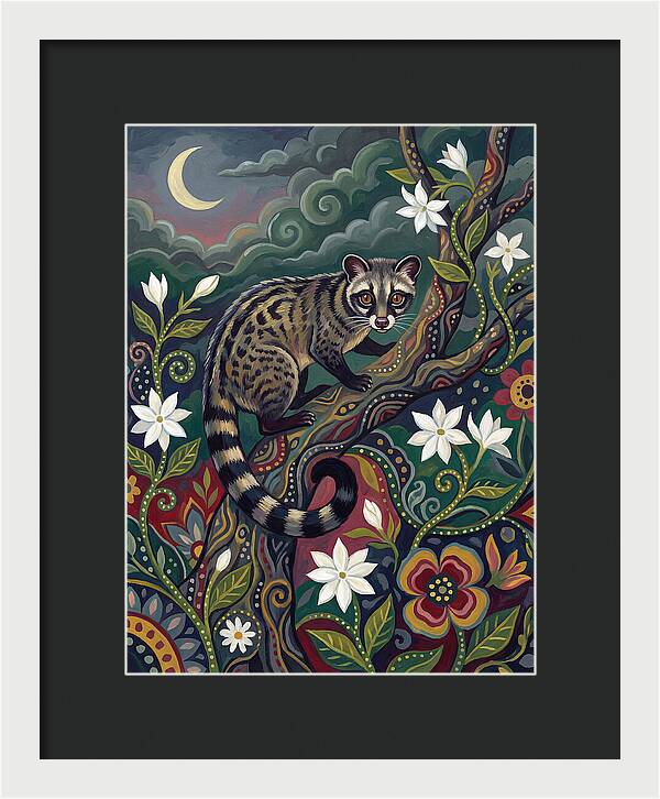 Civet Surrounded By Lush Flora