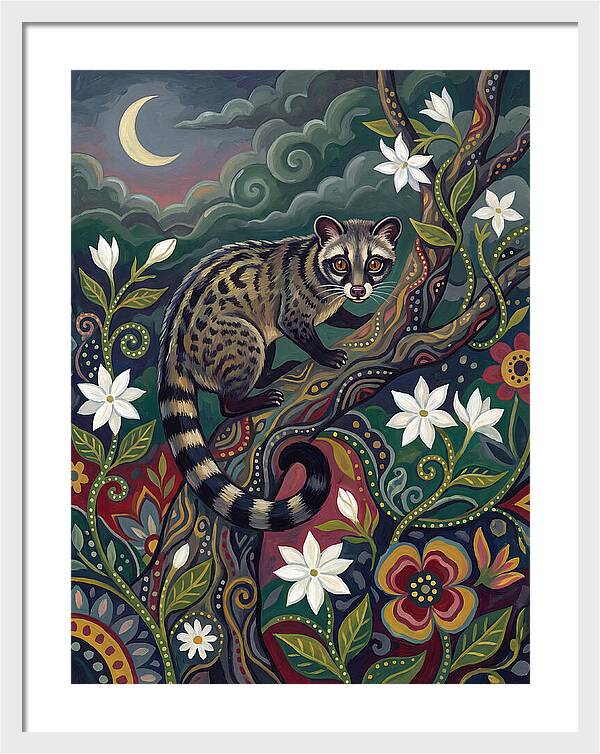 Civet Surrounded By Lush Flora