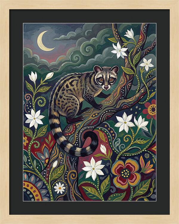 Civet Surrounded By Lush Flora