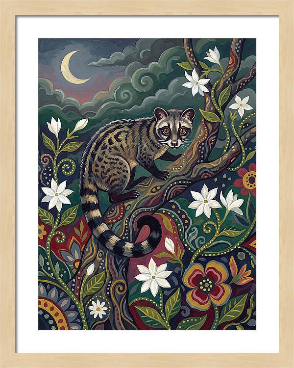Civet Surrounded By Lush Flora
