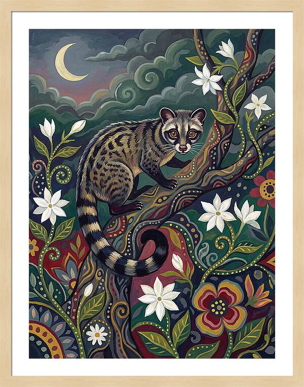 Civet Surrounded By Lush Flora