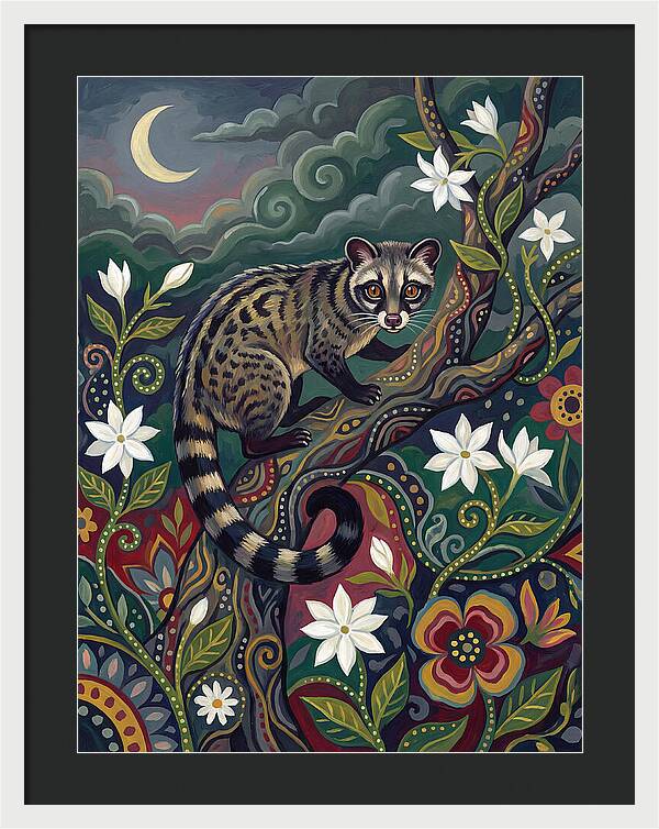 Civet Surrounded By Lush Flora