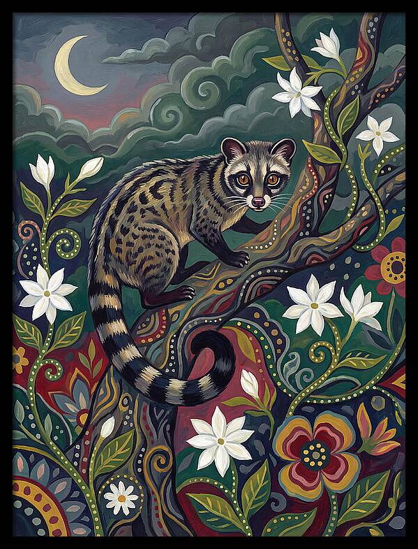Civet Surrounded By Lush Flora