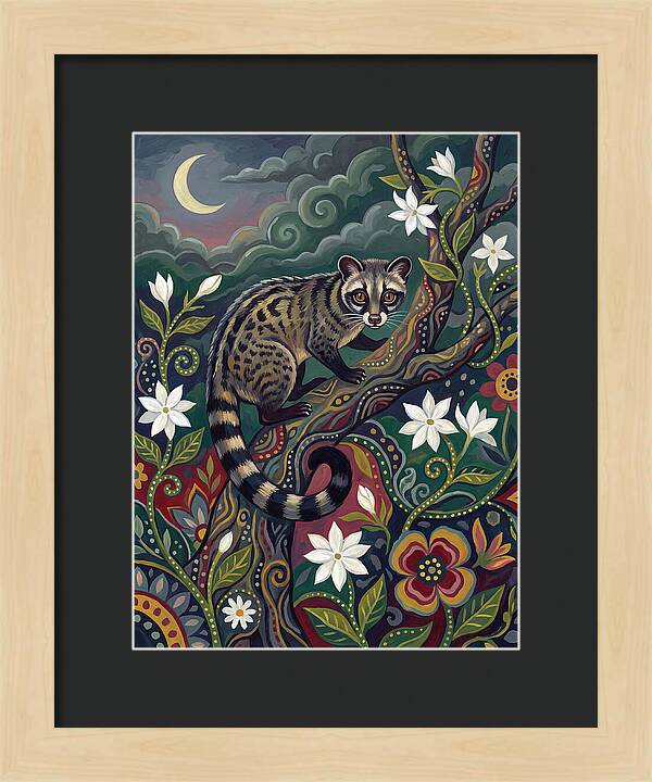 Civet Surrounded By Lush Flora