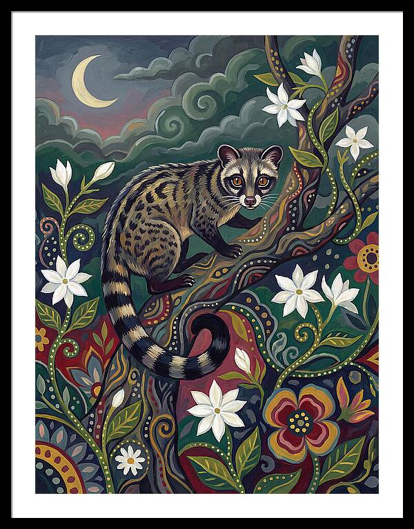 Civet Surrounded By Lush Flora