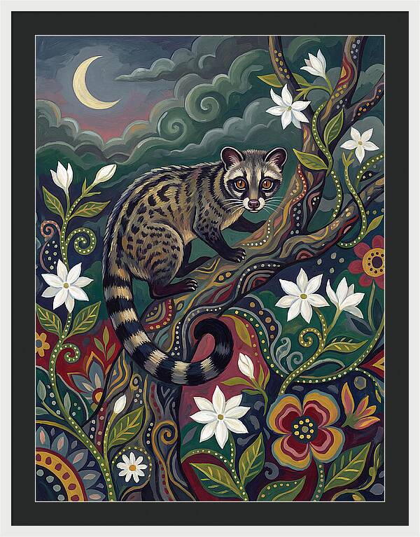 Civet Surrounded By Lush Flora