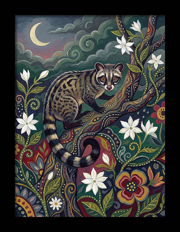 Civet Surrounded By Lush Flora