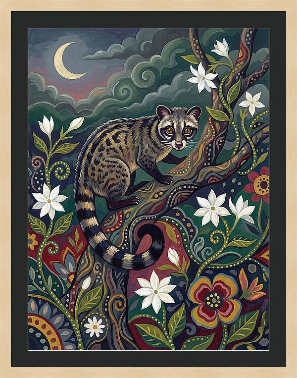 Civet Surrounded By Lush Flora